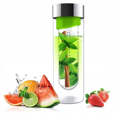 Produktbild von Asobu Flavour It Glasflasche mit Fruchteinsatz 480ml Grün