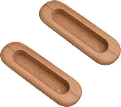 Image de Poignées ovales en bois pour tiroirs, encastrées, lot de 2, pour armoires
