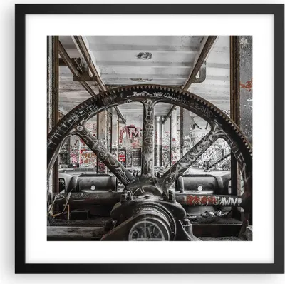 Produktbild von Gerahmtes Poster - Schwarzer Rahmen - Maschine Industrie Graffiti - 40x40 cm - Wand Bild - Wanddeko - Wandbilder - Wandposter - Bilderrahmen - Bilder - Kunstdruck - Wandbild - P2BAC40x40-4304