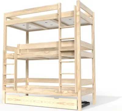 Produktbild von Etagenbett 4 Plätze 90X190 holz ABC - Naturlack