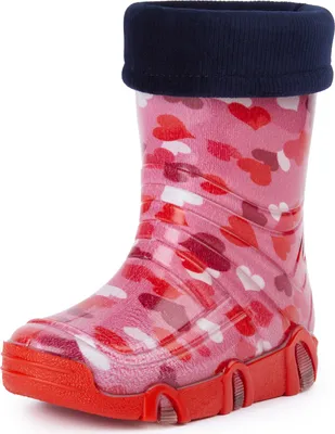 Produktbild von Ladeheid Kinder Mädchen Jungen Gummistiefel gefüttert Swk 03 (Rosa Herz, 25/26 EU)