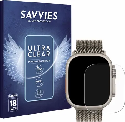 Produktbild von 18x Für Apple Watch Ultra / Ultra 2 / Ultra 3 (49 mm) Schutzfolie Savvies Displayschutz Display Schutz Folie Klar Transparent