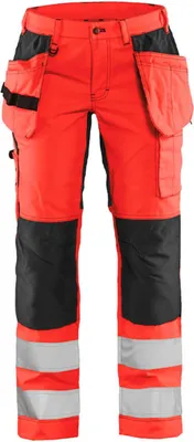Produktbild von Blakläder Damen High Vis Arbeitshose mit Stretch 7163, Farbe:High Vis Rot/Schwarz, Größe:C46