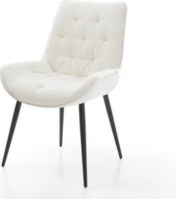 Produktbild von DELIFE Esszimmerstuhl Taimi-Flex Bouclé Soft Beige 4-Fuß konisch Schwarz