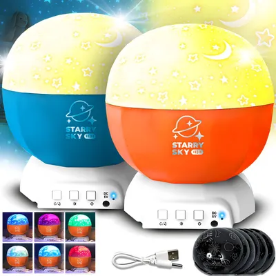 Imagen del producto de Proyector de estrellas LED Heckermann, modelo 168K-W, en azul y naranja