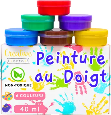 Image de Creative Deco Peinture Enfant Lavable - 6 x 40 ml - Peinture au Doigt