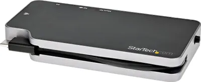 Produktbild von StarTech.com USB-C Multiport Adapter - USB-C auf 4K HDMI- oder VGA-Video mit 100W Power Delivery 3.0 Pass-Through, 2-Port-10-Gbit/s USB-Hub, MicroSD, GbE - USB 3.1 Typ C Mini/Travel Dock, Kabelgebunden, USB 3.2 Gen 2 (3.1 Gen 2) Type-C, 100 W, 10,100,1000 Mbit/s, IEEE 802.3ab, IEEE 802.3i, IEEE 802.3u, Schwarz, Grau