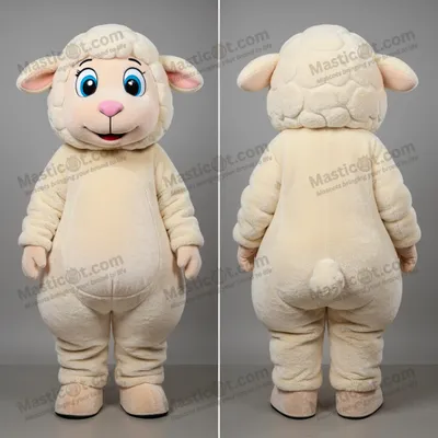 Produktbild von Cremefarbenes, MASTICOT flauschiges Schaf-Maskottchen