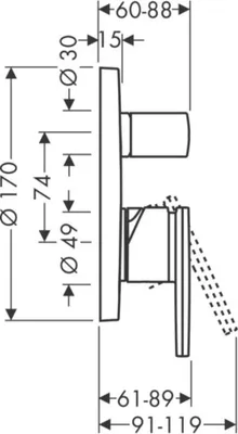 Immagine prodotto di hansgrohe AXOR Citterio Mitigeur monocommande de baignoire encastré, combinaison de fusibles intégrée, 39457820, 39457820
