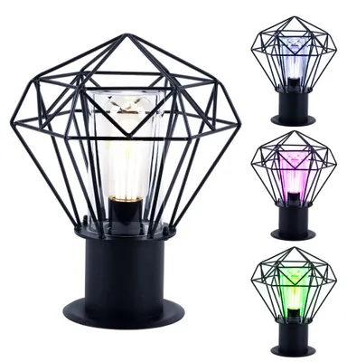 Produktbild von RGB LED Sockellampe, Gitterschirm schwarz, H 31,5 cm
