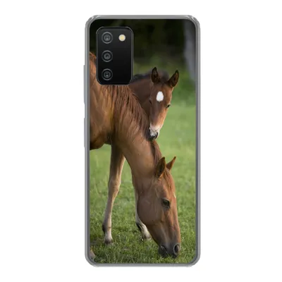 Produktbild von MuchoWow® Handyhülle Schutzhülle Hülle für Samsung Galaxy A03s Pferde - Gras - Porträt Silikon Softcase Handy Hülle - Schutz