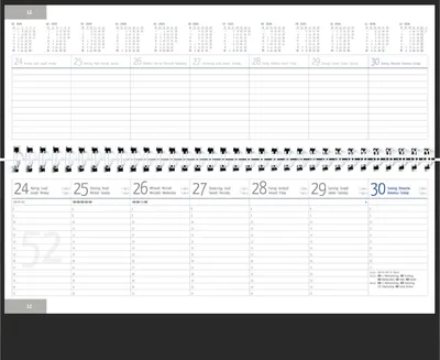 Produktbild von Schreibtischquerkalender 1 Woche auf 2 Seiten grau Kalendarium 2027