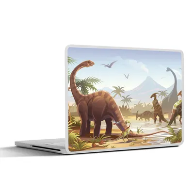 Produktbild von MuchoWow® Laptop Aufkleber Sticker Cover Dinosaurier - Landschaft - Tropisch - Kinder - Jungen 30x21 cm - Sticker für Laptop - Selbstklebend