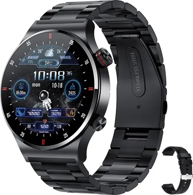 Obrázek produktu pro Chytré hodinky, chytré hodinky pro muže, sportovní náramek, fitness tracker, 1,28" dotykový displej, volání přes Bluetooth, vodotěsnost IP67, s NFC, měření krevního tlaku atd.