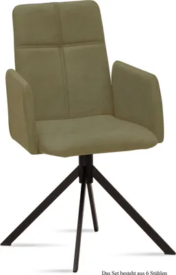 Produktbild von Armlehnstuhl (6er-Set) Druci 52x92x60 Schwarz/Olivgrün