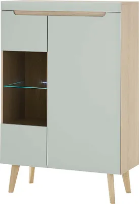 Produktbild von Vitrinenschrank Svante - Scandi Oak / Pistaccio Matt ohne Beleuchtung