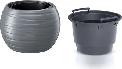 Image de Květináč MAZE kulatý s vkladem 43,6 cm - barva: šedý kámen