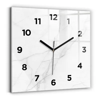 Obrázok produktu pre Wallfluent Hodiny - Sklenené Nástenné Hodiny - Tichý Quartz Strojček - Nástenná Dekorácia Spálňa Kuchyň - Čierna Ruky - 30x30 cm - Dekoratívny mramor