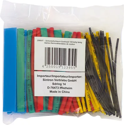 Produktbild von 100 Teilige Schrumpfschlauch Schrumpfschläuche Sortiment Bunt 100mmx1,5mm