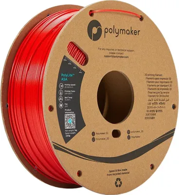 Produktbild von Polymaker PolyLite ASA Filament Red 1,75mm 1KG