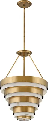 Produktbild von Hängeleuchte Metall E14 D: 45,5 cm rund H: max. 150,2 cm in Messing Antik 4-flammig Jugendstil Hängelampe