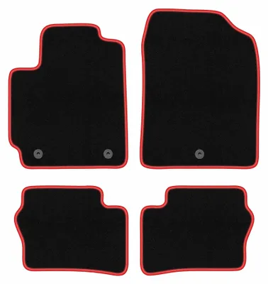 Produktbild von Velours-Fußmatten für Kia Picanto III 2017- (Schrägheck) – 4-tlg, Schwarz/Rot, passgenau – Wielganizator CARLUX