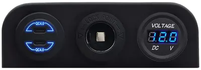 Produktbild von ProRide USB/USB-C-Schnelllader 2 Ports QC4.0 30W Voltmeter 12-24V-Stecker