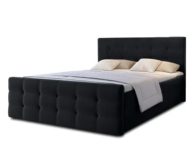 Image de AX LIVING Lit avec sommier 180x200 Argentaro Lit boxspring noir