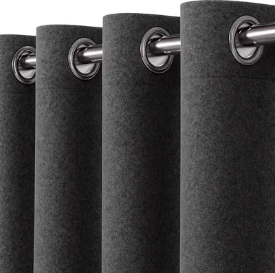 Produktbild von Heimtexland Heimtexland Filz Thermovorhang blickdicht abdunkelnd isolierend HxB 245x135 cm Kälteschutz Sonnenschutz Gardine Energiesparend Schalldämpfung Deko Vorhang Woll-Charakter Typ921 Anthrazit-Silber Ösen