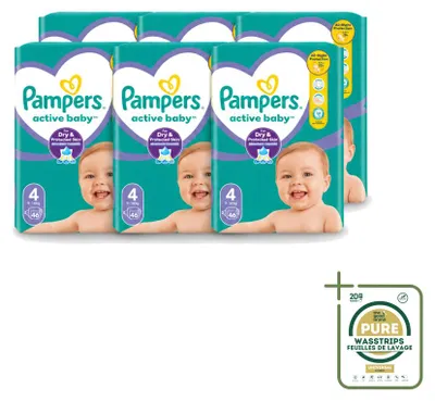 Obrázok produktu pre 6 ks plienok Pampers Active Baby, veľkosť 4, 9–14 kg – balenie