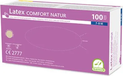 Produktbild von 100 Medi-Inn Medi-Inn® PS Handschuhe, Latex puderfrei Comfort weiss - natur Größe M 93417