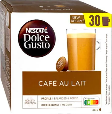 Zdjęcie produktu dla Nescafé Dolce Gusto Café Au Lait, Kapsułka kawy, Cafe au lait, Dolce Gusto, 30 kub., Wielobarwny, Nescafé