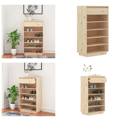 Imagen del producto de vidaXL Estantería para zapatos de 60x34x105 cm, madera maciza de pino - Zapatero - Armarios para zapatos - Zapatero de madera - Armario para recibidor