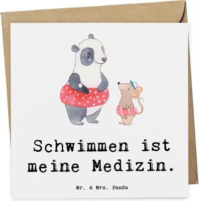 Produktbild von Mr. & Mrs. Panda Grußkarte Otter Schwimmen - Weiß - Geschenk, anlasskarte, Schwimmkurs, doppelkarte, Klappkarte, faltkarte, Wassersport, Glückwunschkarte