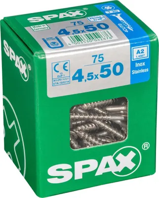 Immagine prodotto di Set di 75 viti SPAX in acciaio inox testa svasata torx, Diam.4,5 mm x L.50 mm