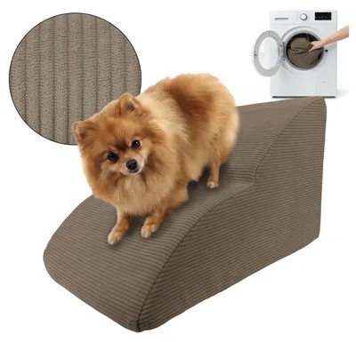 Produktbild von Muralo Treppe für Hund und Katze Rampe HUNDETREPPE Treppe für Haustiere 2 Stufen Braun Cordstoff