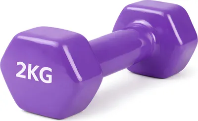 Produktbild von Fitnesshantel 2 kg Violett – Vinyl-Hantel für Gymnastik, Aerobic und Fitness