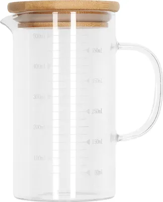 Produktbild von Krumble Messbecher aus Glas mit Holzdeckel - Messbecher - Glas - 500 ml