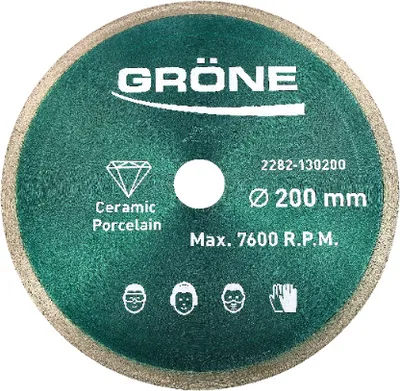 Productafbeelding van Gröne diamantschijf, 200 x 25,40 mm. Diamantschijf, doorslijpschijf