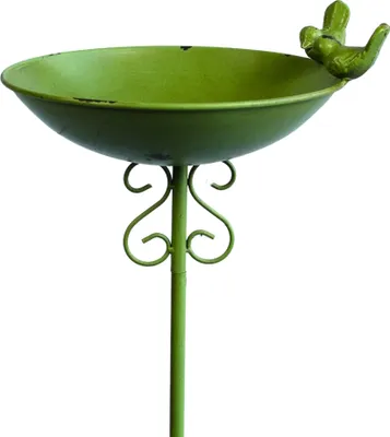 Produktbild von Vogeltränke auf Stab aus Metall H=98,5 cm grün Vogelbad Tränke Vogelfutterschale