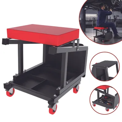 Produktbild von ACXIN Werkstatthocker 2‑in‑1, rollbarer Rollsitz mit rutschfester Trittfläche, verstopfungssichere Lenkrollen, strukturierte Werkzeugablage für Reparaturwerkstatt Lager