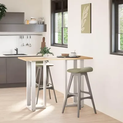 Image de vidaXL Pieds de table de bar en T 2 pcs. Blanc 40x35x(100-101) cm Acier
