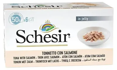 Obrázek produktu pro SCHESIR Tuňák se lososem v želé - mokrá krmiva pro kočky - 6x50g