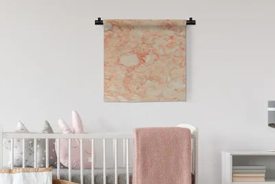 Produktbild von MuchoWow® Wandteppich Wandbehang Marmor - Rot - Orange 60x60 cm Tapisserie Dekoration Wandtuch - Dekorationen - Wand Decke