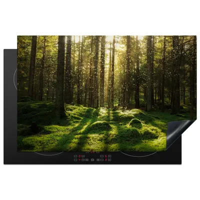 Produktbild von KitchenYeah© Herdabdeckplatte Bäume - Wald - Moos - Pflanzen - Sonne - Natur , 81x52cm, Küche Deko, Glaskeramikkochfeld Herdabdeckung, Abdeckplatte fùr Kochfeld