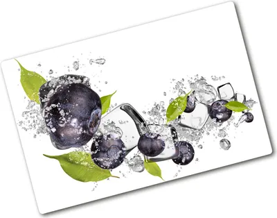 Produktbild von Tulup Glas Herdabdeckplatte - 80x52 cm - Glaskeramikkochfeld-Abdeckung Spritzschutz Glasabdeckplatte - Einteilig - Essen & Getränke - Blaubeeren mit Eis - Schwarz