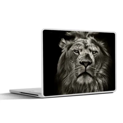 Produktbild von MuchoWow® Laptop Aufkleber Sticker Cover Löwe - Tiere - Porträt - Wildtiere - Schwarz und weiß 25x18 cm - Laptop-Deko