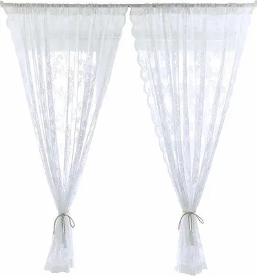 Immagine prodotto di Tende trasparenti con bordi - bianche con ricami floreali - 150 x 200 cm (2 pezzi)