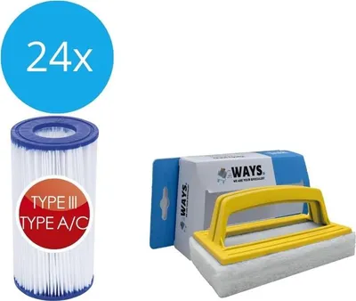 Obrázek produktu pro Bestway - Filtr typu III vhodný pro filtrační čerpadlo 58389 - 24 kusů & kartáč na čištění WAYS