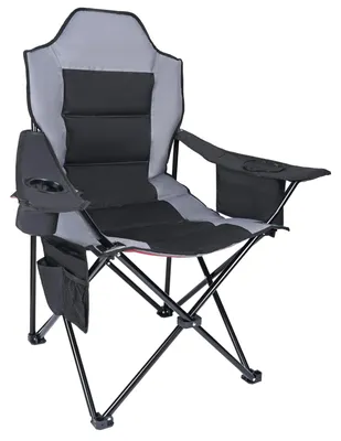 Immagine prodotto di Sedia da campeggio pieghevole, con schienale alto, ideale per la spiaggia, colore nero e grigio